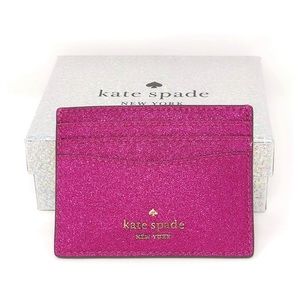 🆕 Kate Spade NY Lola Glitter Pink Card Holder NWT